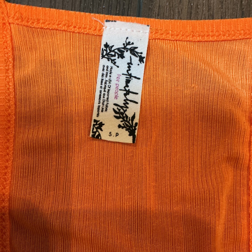 Free People Intimately Ribbed Racerback Tank Top Orange V-Neck Flowy Small Boho - Picture 3 of 4